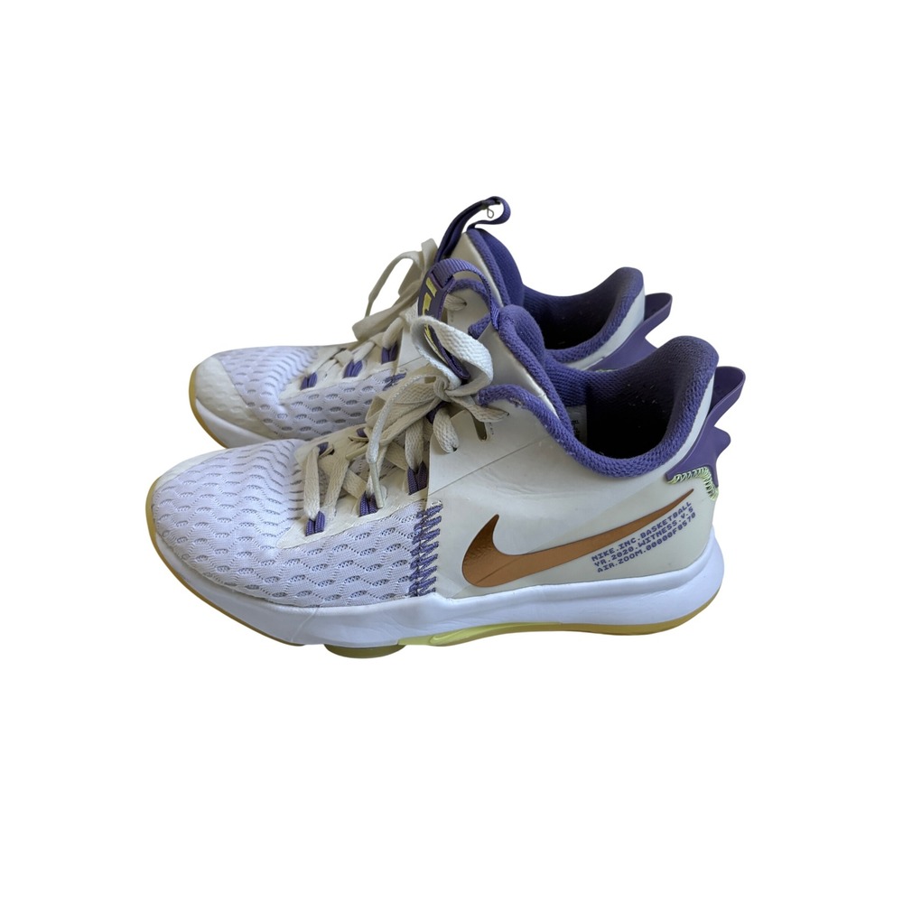 Nike LeBron Witness 5 GS White Purple Gold Basketball Shoes CT4629-102 Size 7Y